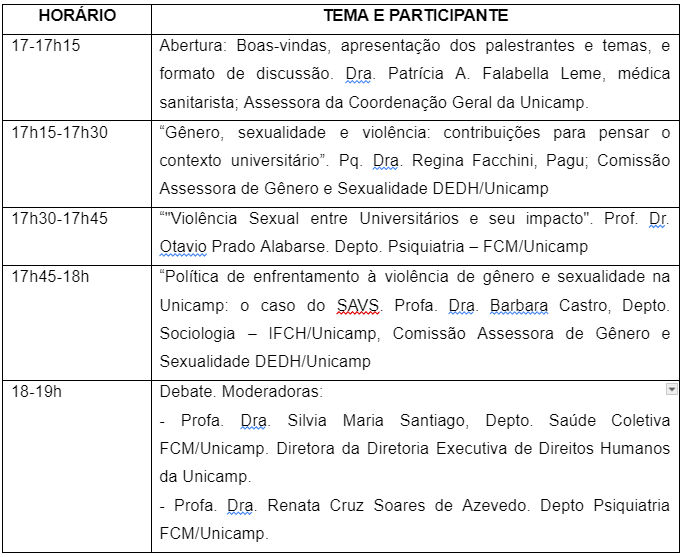 Programação do Evento